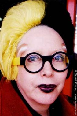 ORLAN, wearing her inner portrait on the outside
